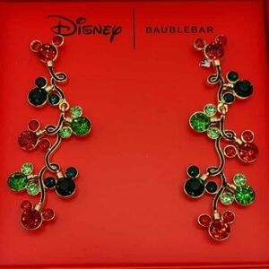 BaubleBar Disney Mickey Earrings - Red and Green Gem Dangle  Ta Rt LS